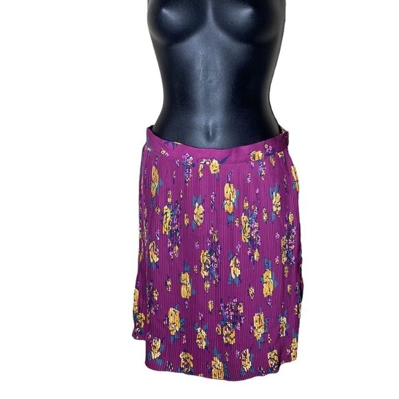 ModCloth skirt accordion plisse pleat floral purple bloomcore medium fairy - Picture 4 of 6
